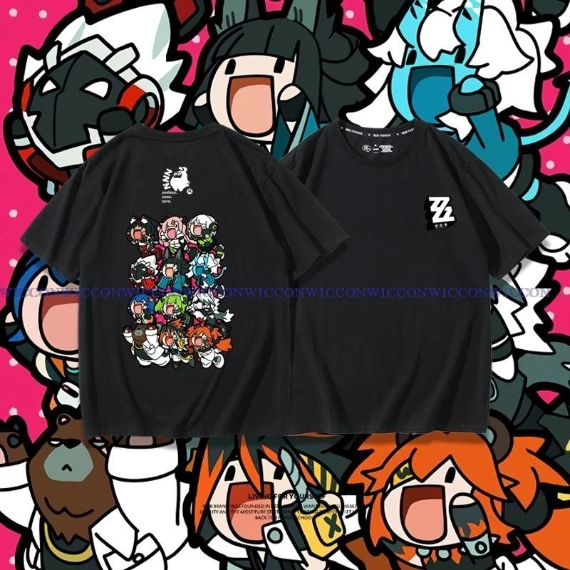 Game T Shirt Zenless Zone Zero Print Tops ZZZ Role Wise Belle Mężczyźni Kobiety Krótki rękaw O-neck Graficzna bawełniana koszulka Harajuku Cosplay