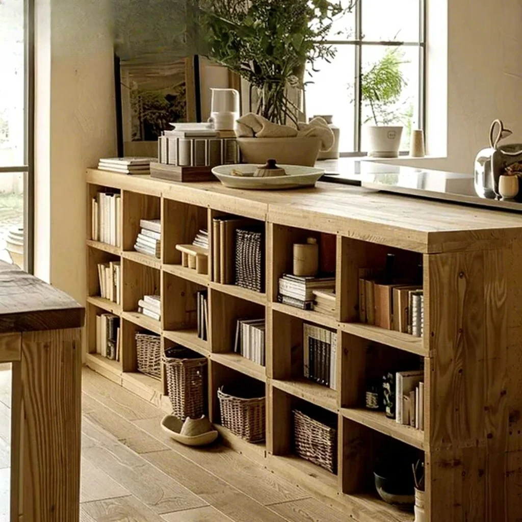 # Dining And Kitchen Storage Solution - Vintage Elm Wood Cabinet Tableware Storage