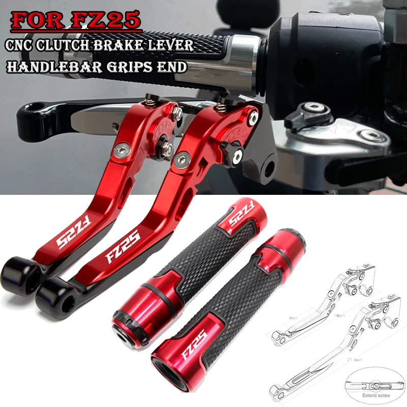 

Motorcycle Accessories CNC Clutch Brake Lever Handlebar grips end FOR FZ-25 FZ25 FZ 25 2023 2022 2021 2020 2019 2018 201