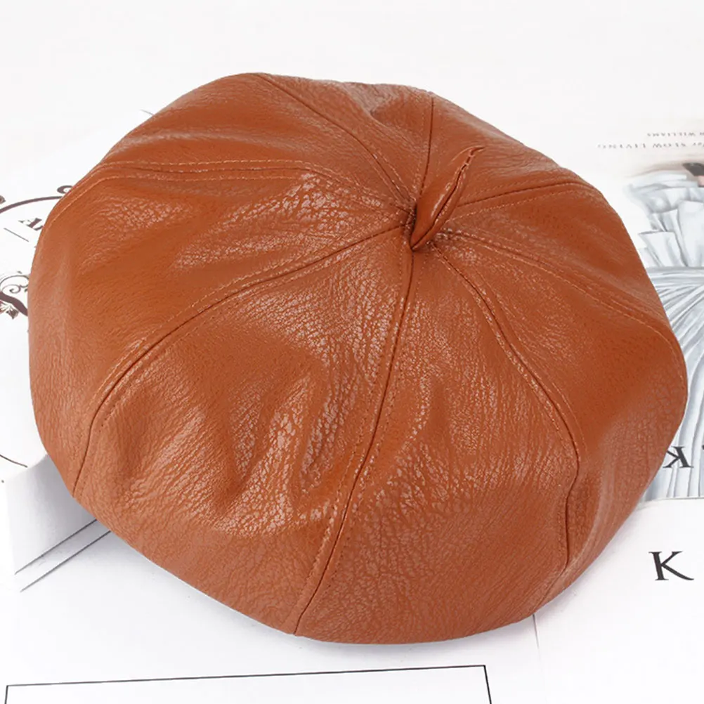 

Beret Hat Classic Design Warm Winter Headdress Camel Color Octagonal Fashion Cap Lightweight Comfortable Women