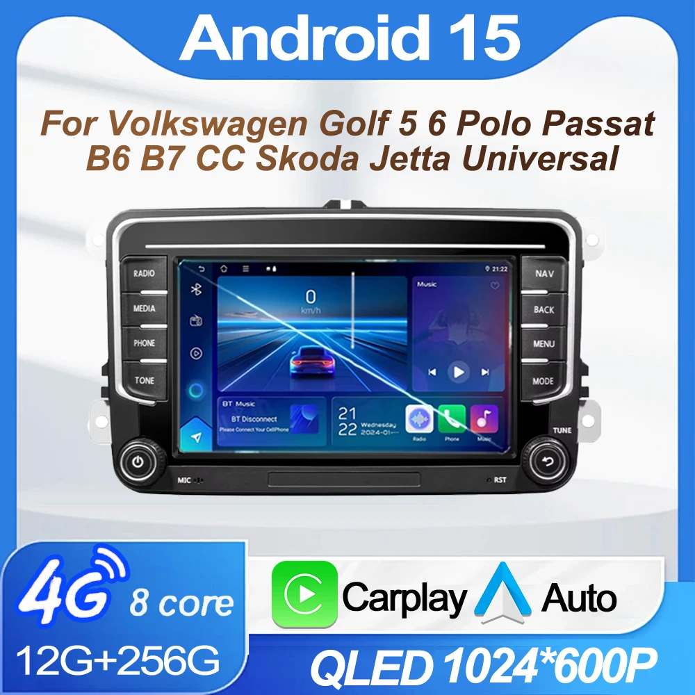 

Android для Volkswagen Golf 5 6, Polo Passat B6 B7 CC Skoda Jetta, универсальный мультимедийный беспроводной экран для Carplay, автомагнитола