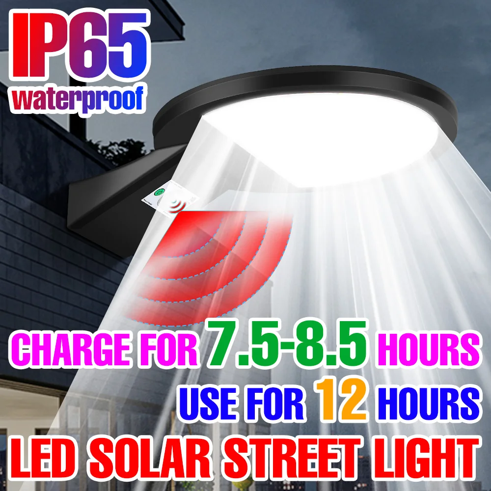 

IP65 Solar Outdoor LED Lamp Waterproof Street Lights PIR Motion Sensor Floodlight Garden Lighting Warm White External Solar Lamp