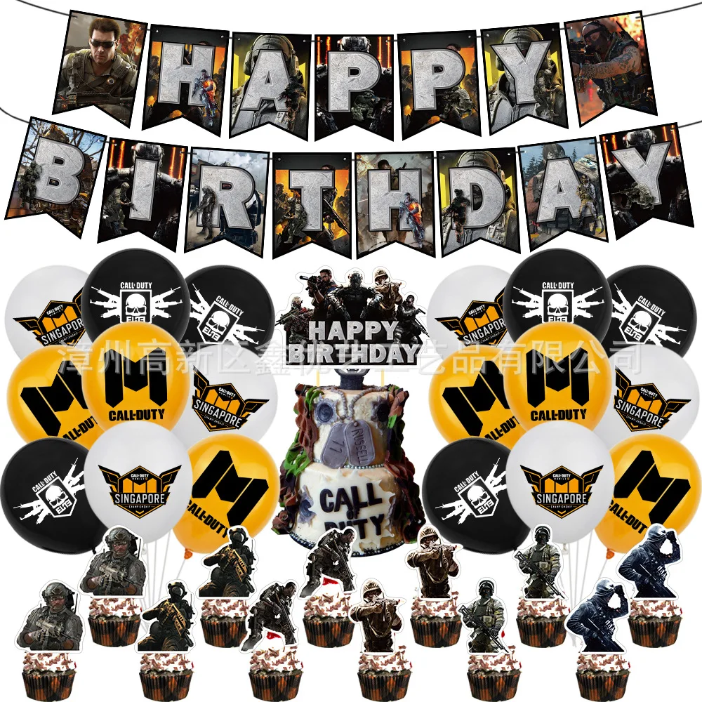 Call of Duty Game Anime Thema Wegwerp Feestartikelen Kinderverjaardag Banners Cake Toppers Ballonnen Feestdecoratiesets