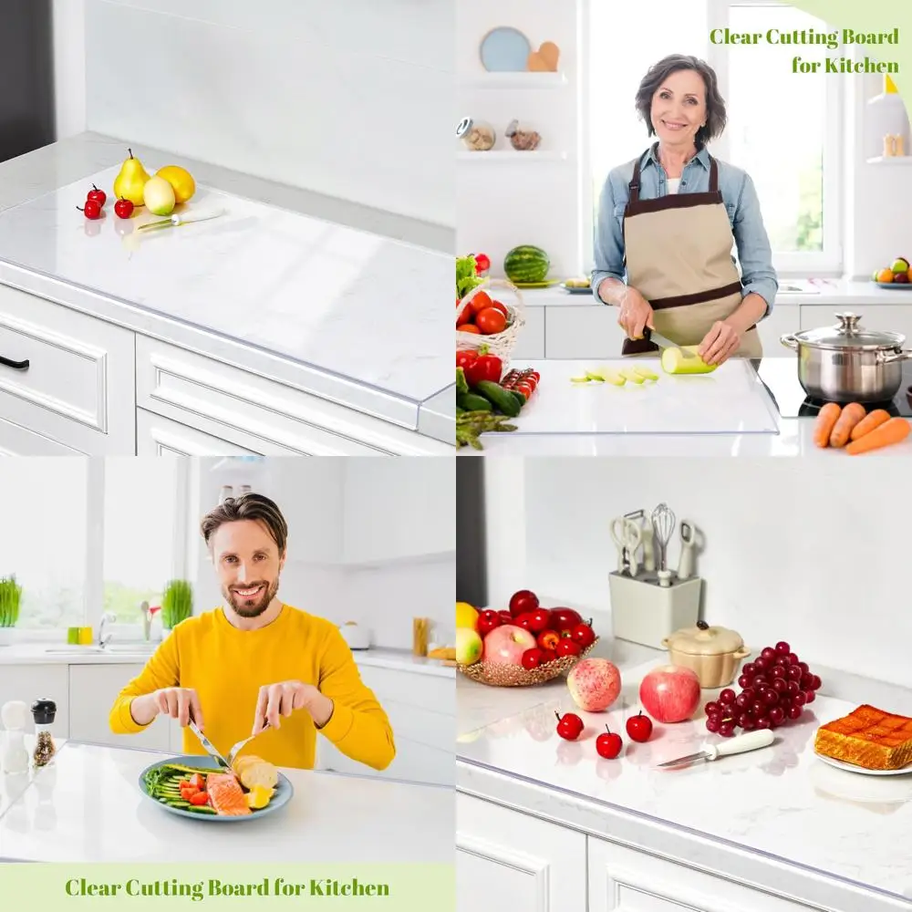 

Large Acrylic Chopping Board with Non-Slip Edge and Countertop Protector, 47 x 22 Inches Clear Cutting Surface