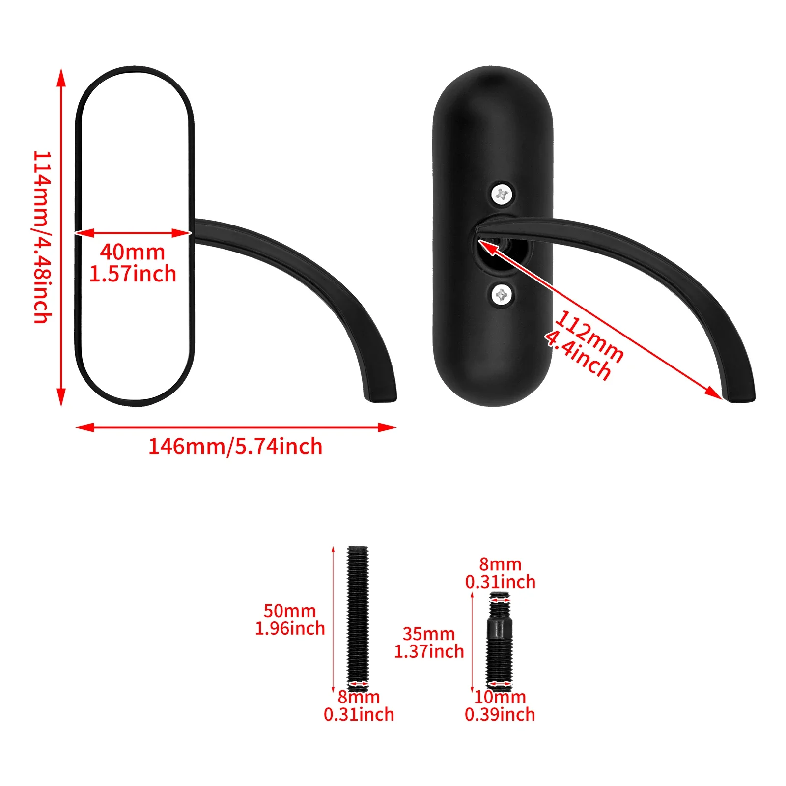 Black Motorcycle Mini Oval Rearview Mirrors 8mm 10mm Metal For Harley Dyna Softail Sportster XL Touring Road King Glide Fat Boy