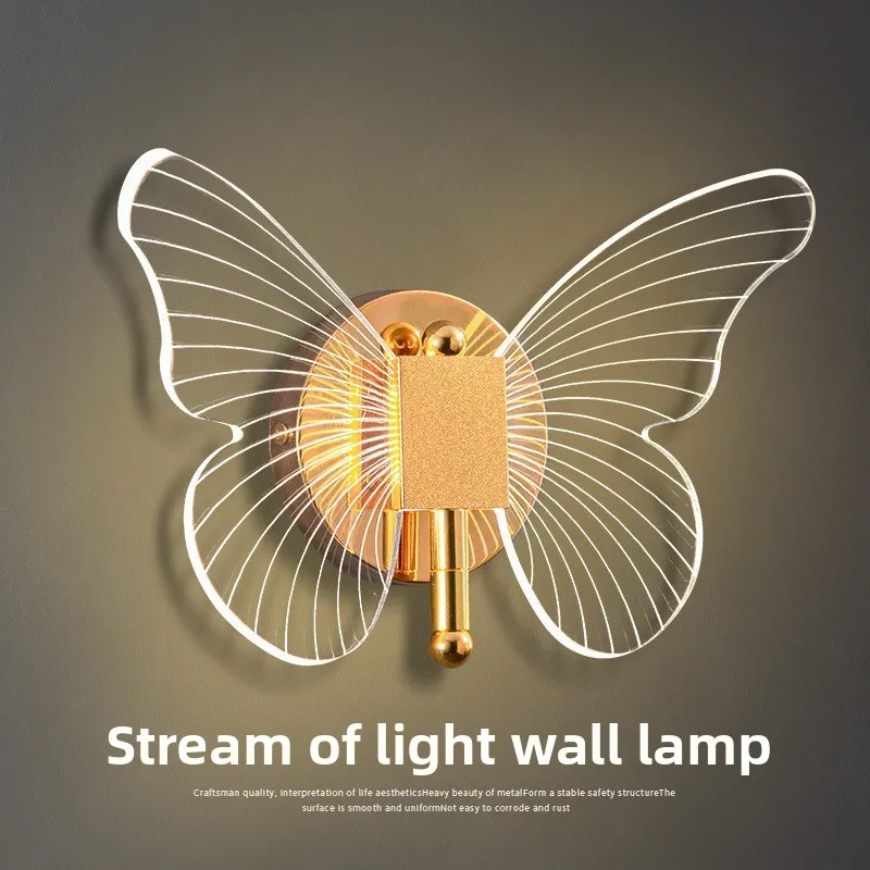 

Скандинавский настенный светильник «Бабочка» класса люкс, романтический прикроватный светильник для спальни, декор для свадебной комнаты и светильник для зеркала