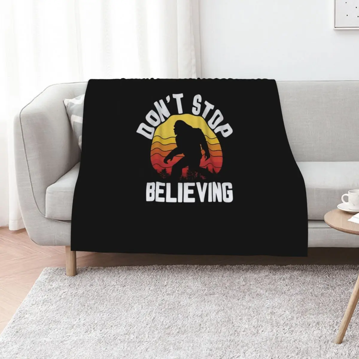 Funny Bigfoot Retro Sunset Don't Stop BELIEVING Throw Blanket warm winter Baby Quilt Nap Decorative Sofas Blankets