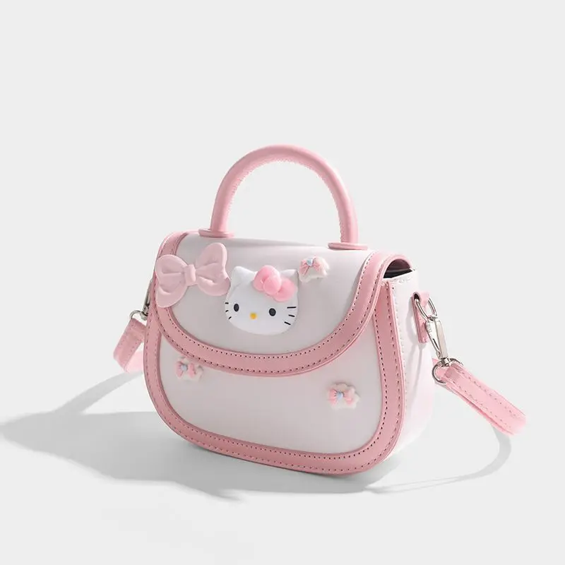 Sanrio Hello Kitty torba Crossbody Cartoon Kawaii Harajuku różowa torebka dziewczęca damska torebka na ramię ze skóry PU torba na zakupy siodło