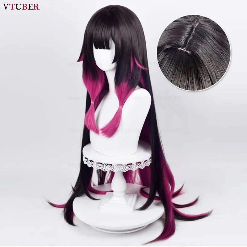 Columbina Cosplay Wig Game Fatui Colombina Long Black Rose Red Mixed Heat Resistant Synthetic Hair Anime Wigs + Wig Cap