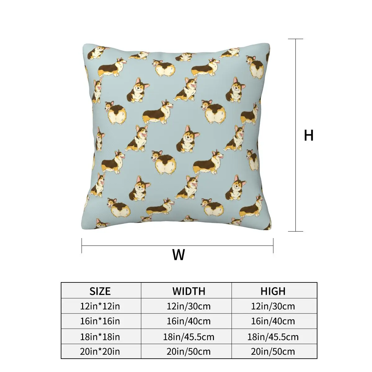 Tri Color Corgi Dog Square Pillowcase Cushion Cover Pillow Case Throw Pillow Cover for Home Sofa Living Room