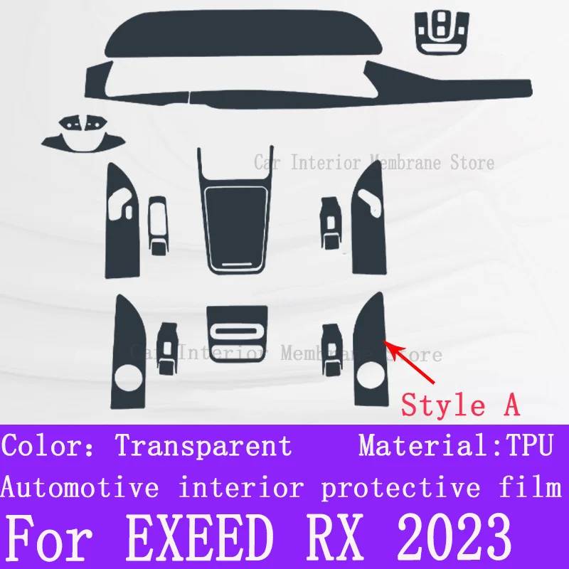 For EXEED RX 2023 Navigation Center Console Gear Panel Screen TPU Car Interior Protective Film Anti-Scratch Sticker