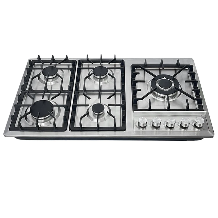 5 Burner Safety Device Stainless Steel Stove 2 in 1 LPG NG Built in Gas Hob