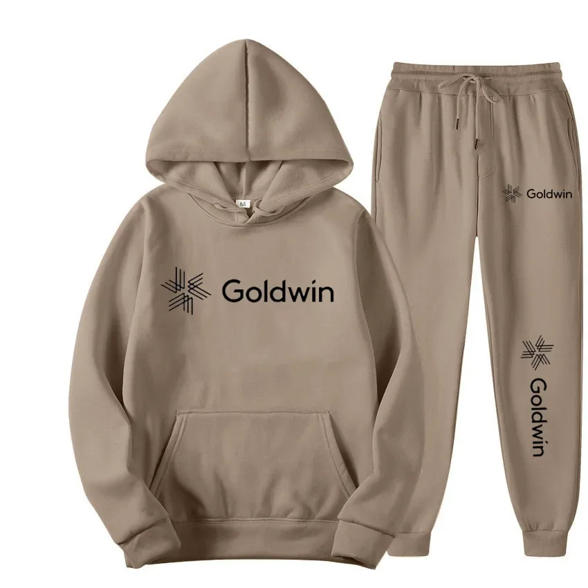 Golden New Men\'s Hoodie Sweatwear Running Wear Winter Fashion Sweater+2 Piece Sweatpants Set