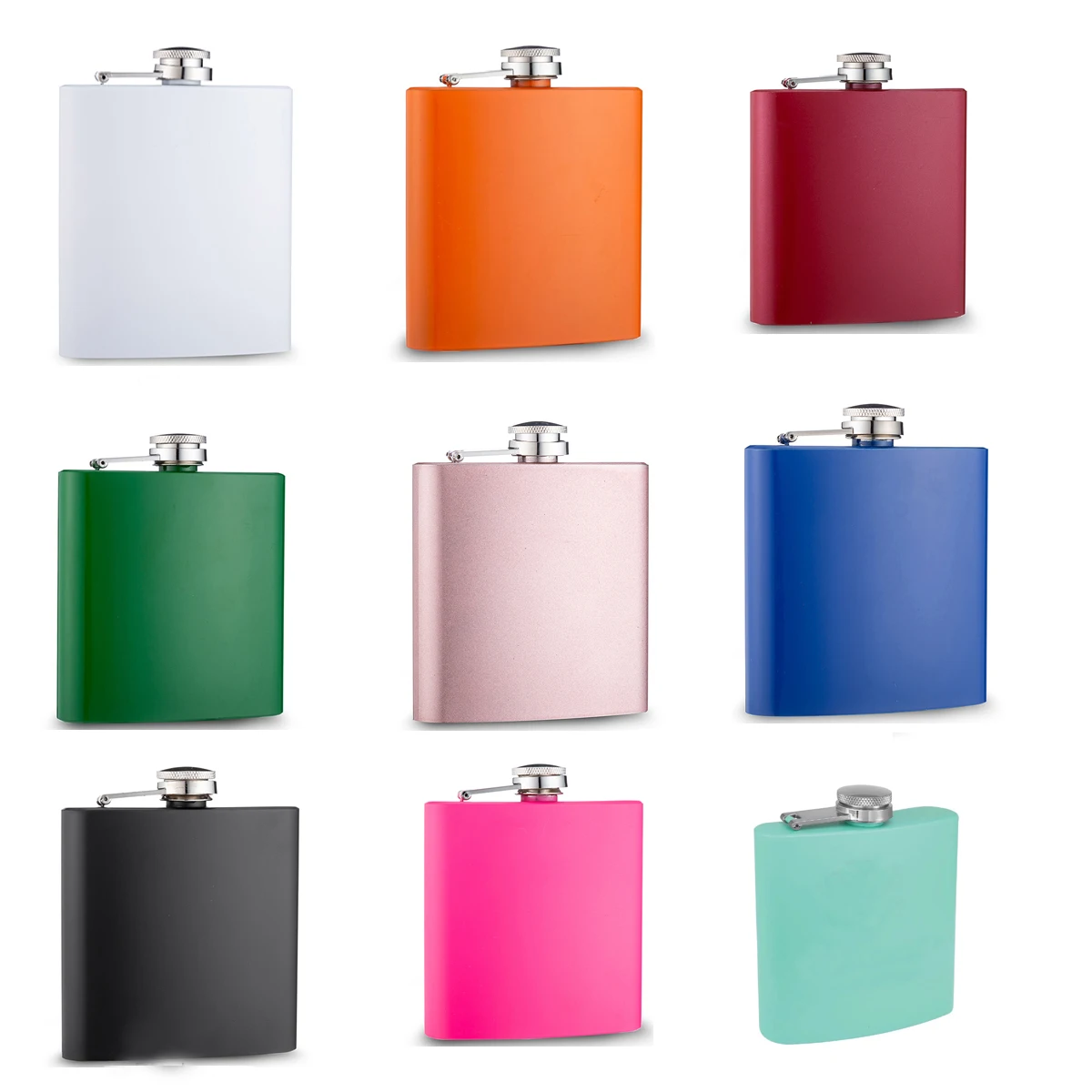 304  Stainless Steel Hip Flask of 6OZ Powder Coated Flask ,Food Degree