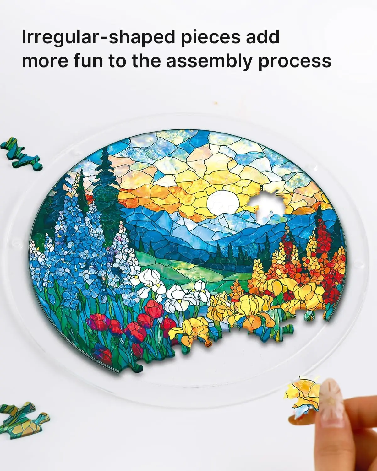 Acrylic Puzzle Suncatcher 83 Pieces, Dawn Blossom Sea Sun Catchers Puzzle, DIY SunCatchers Puzzles Window Hanging, Garden Decor - view 6