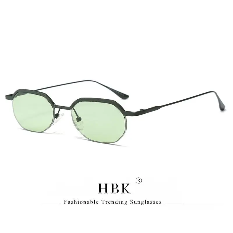 HBK Retro-Sonnenbrille für Herren, polygonal, Punk, kleine Halbrahmen-Sonnenbrille für Damen, Geschäftsreisen, Party, Brillen, Sommerstil – Detail 8