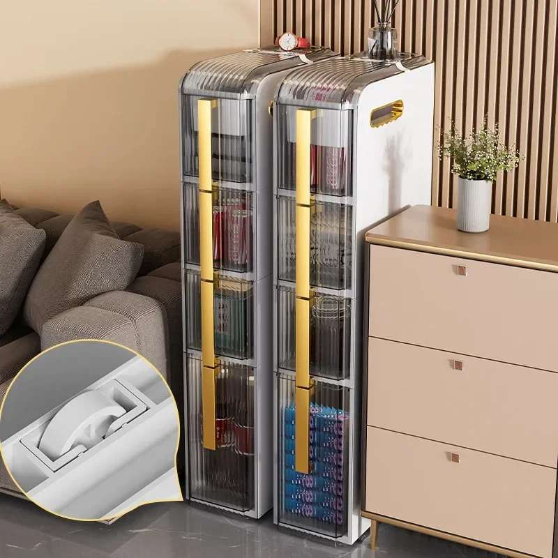 Light Luxury Bathroom Sandwich Cabinet Storage Rack Storage Small Cart No Installation Toilet Storag