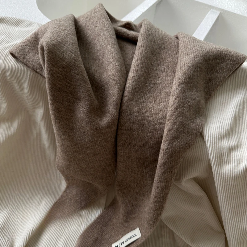 2024 وشاح مثلث من الصوف الكشمير شتاء دافئ صغير محبوك وشاح الكتف شال قبعة وشاح #6