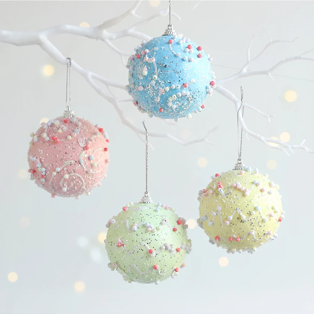 12Pcs/Box Christmas Balls Macaron Foam Xmas Tree Ball Natal Ball Hanging Pendants Ornaments Navidad New Year Home Party Supplies