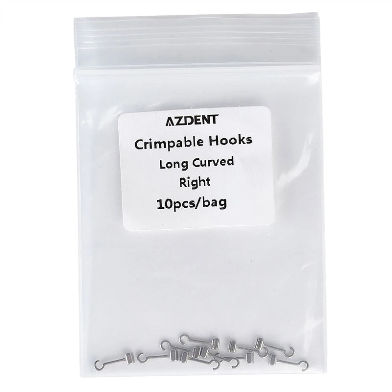5 Packungen AZDENT Dental Orthodontic Crimpable Hooks Extended Traction Hook Long Curved Left Right 10 Stück/Packung – Detail 7