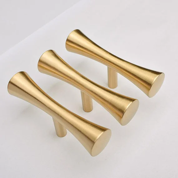 

Pure Copper Cabinet Handles T Bar Pulls Brushed Gold Brass Drawer Knobs Pull Handles Dresser Pulls Kitchen Door Knobs