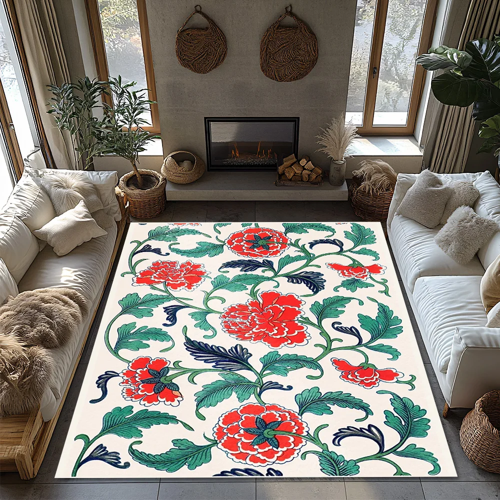 Floral Carpet Washable Non Sli - Home Textiles Rug ulasan dan harga