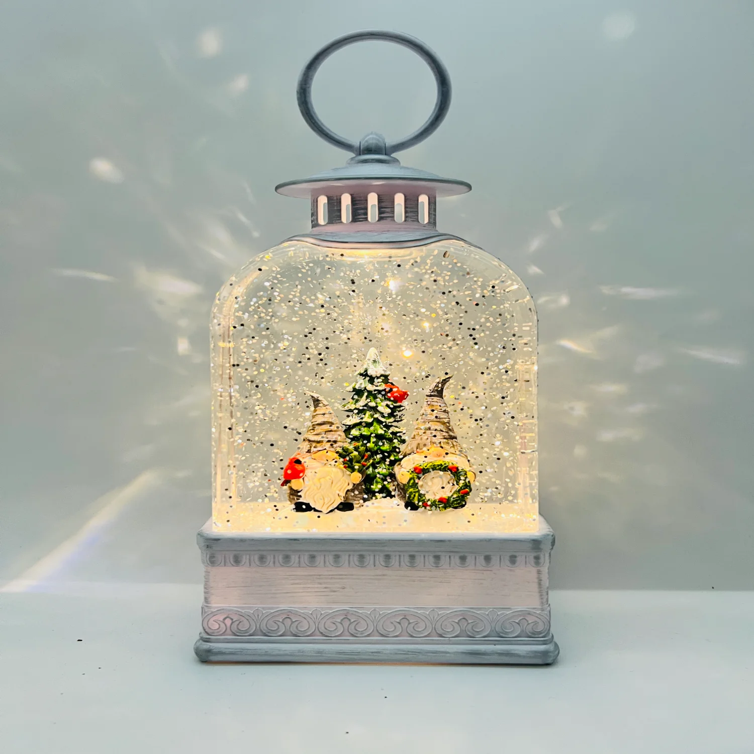 Factory Direct Selling Christmas Lantern Lamp LED Snowing Light  Music  for Indoor  Decorations