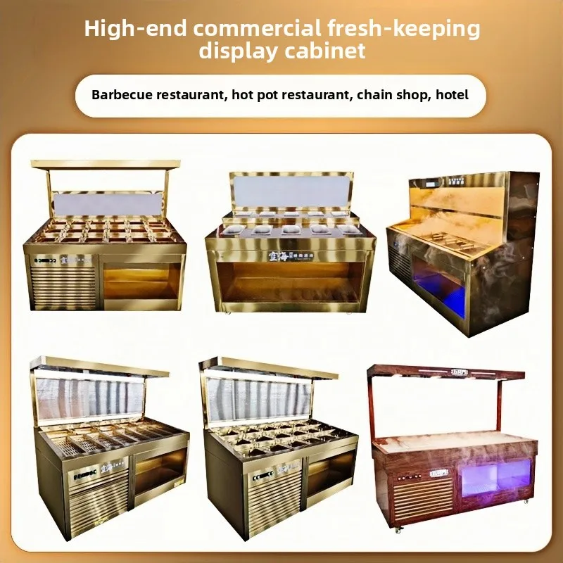 خزانة عرض مزدوجة الحرارة لتبريد الهواء الموفر للطاقة من ساشيمي والسوشي مع التحكم في الرطوبة #4