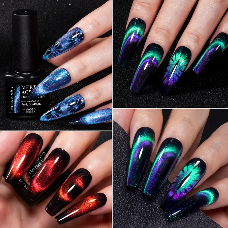 SPOTKAJ ACROSS 7ml 12D Laser magnetyczny żel do oczu kotów do paznokci Gem Explosive Flash Semi Permanent UV/LED Gel Nail Art