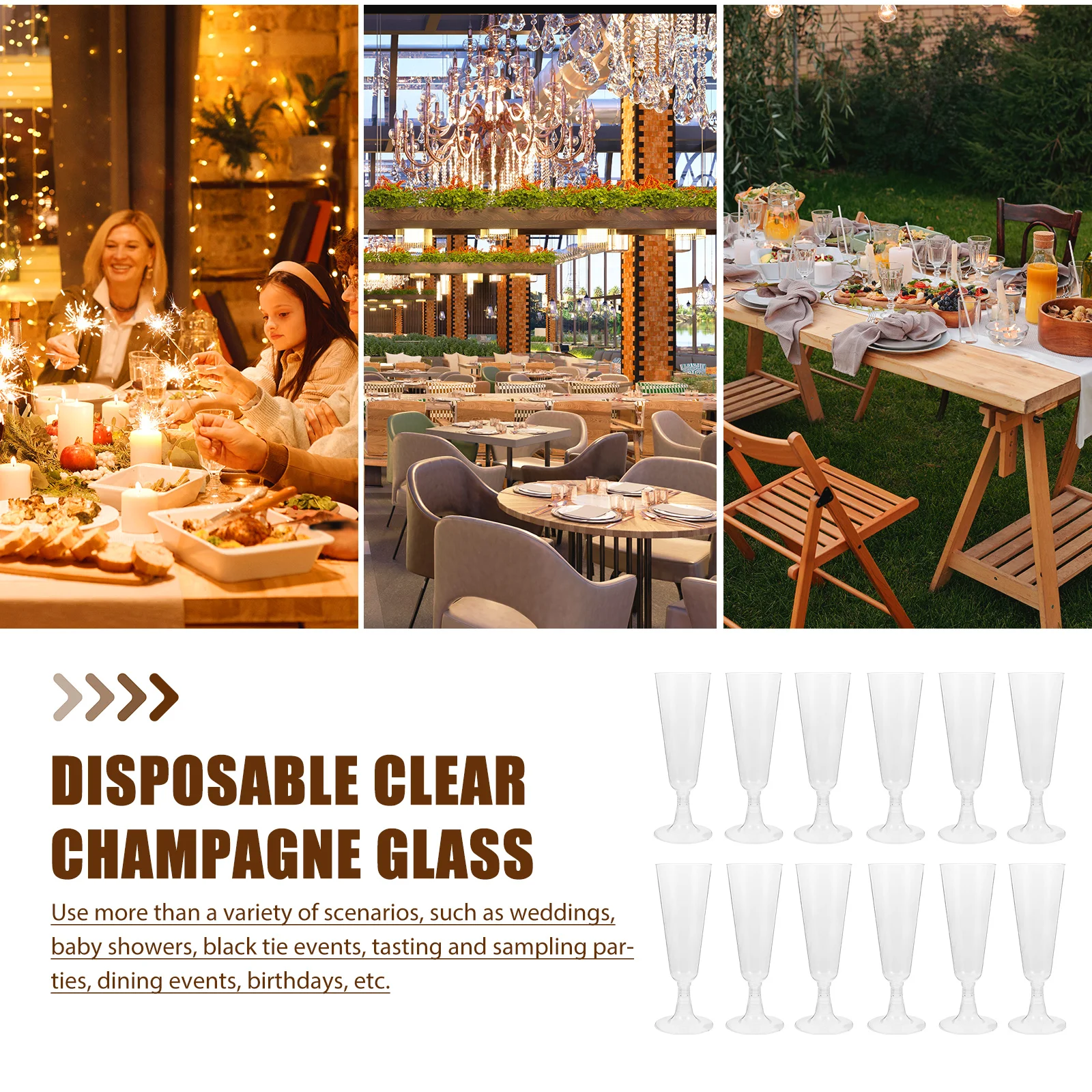 

12pcs Transparent Glasses High Quality Plastic Disposable Cups Party Goblet Flutes Cocktail Elegant Decorations