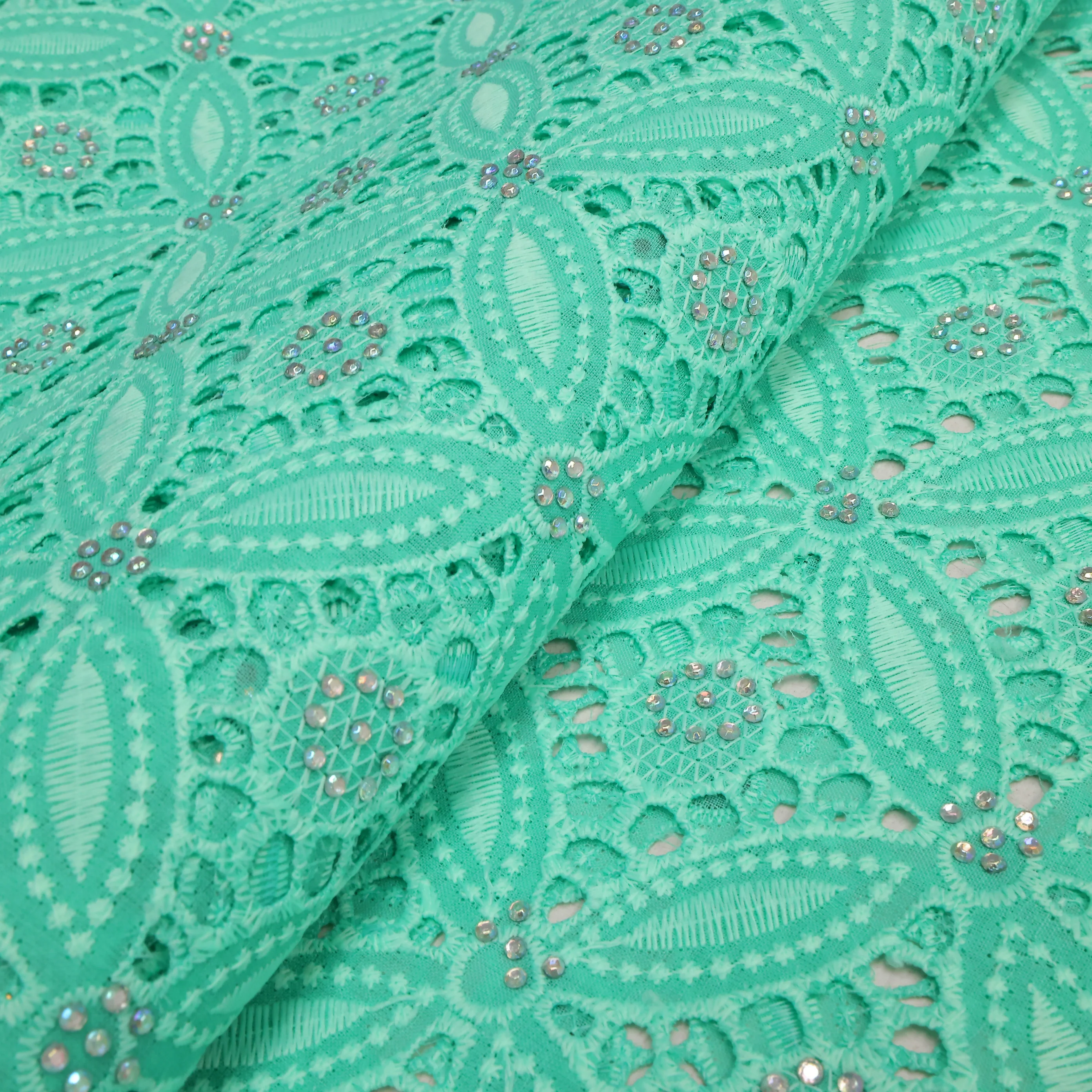 Lastest African Cotton Lace Fabric Swiss Voile Fabric High Quality 2025 For Sewing Wedding Dress Guipure Cord Lace 5 yards