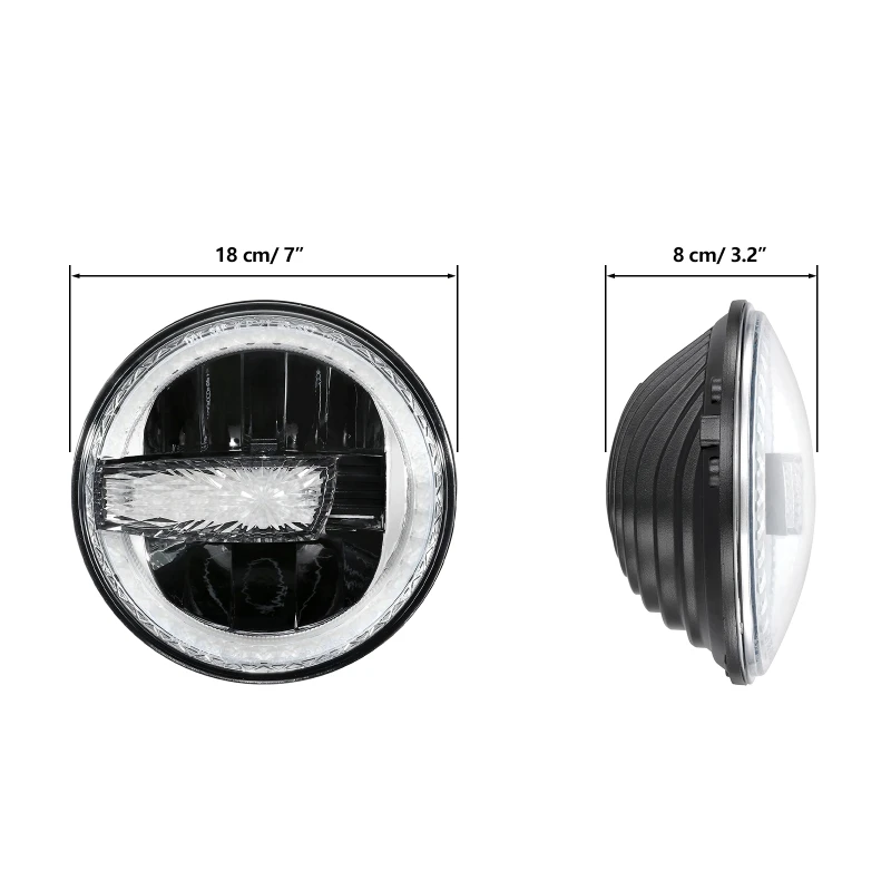 2pcs 7Inch Round LED Headlights with DRL High/Low Beam for Jeep Wrangler JK TJ LJ