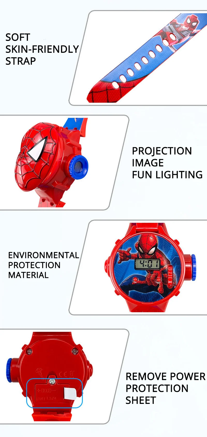 2026 Neue 3D-Projektions-Spiderman-Kinderuhren für Kinder, Frozen Elsa Mädchen Digitaluhr, Schulgeschenk, relogio infantil – Detail 3