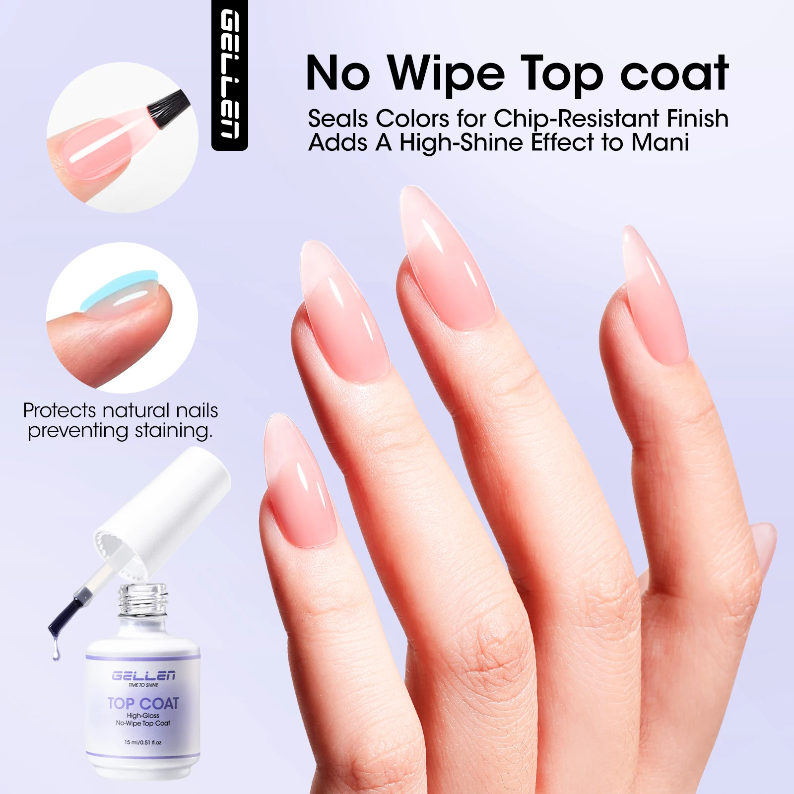 GELLEN جل طلاء الأظافر قاعدة معطف معطف فوقي عدة خالية من الهيما لا مسح نقع قبالة علاج الأظافر واضحة لتقوم بها بنفسك مجموعة تشذيب الأظافر هدايا عيد الميلاد #3
