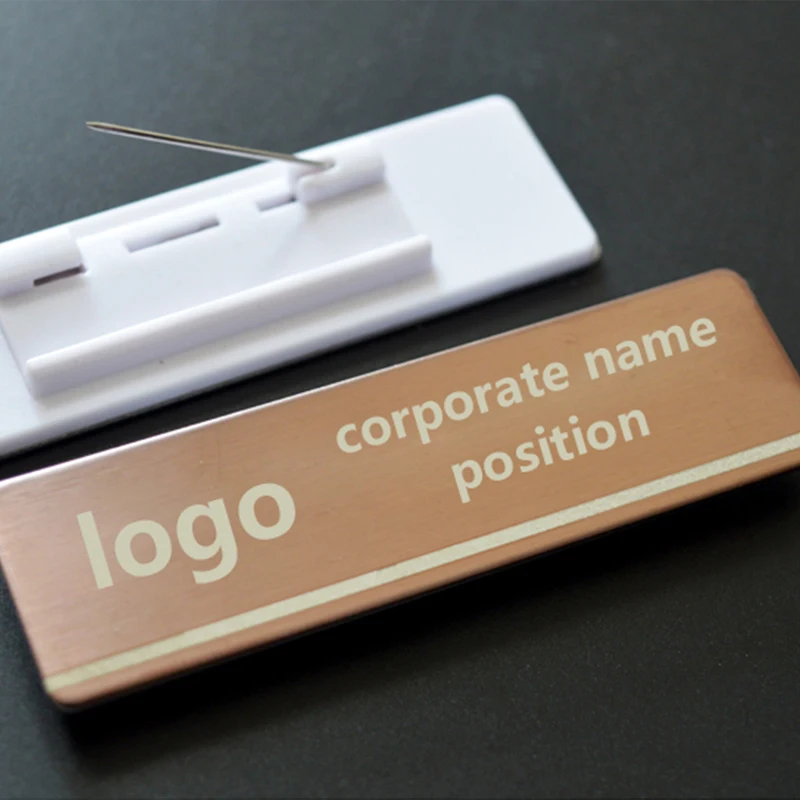 Customized chest badge, stainless steel work badge, high-end pin, magnet, metal chest badge, employee name tag, work ID card