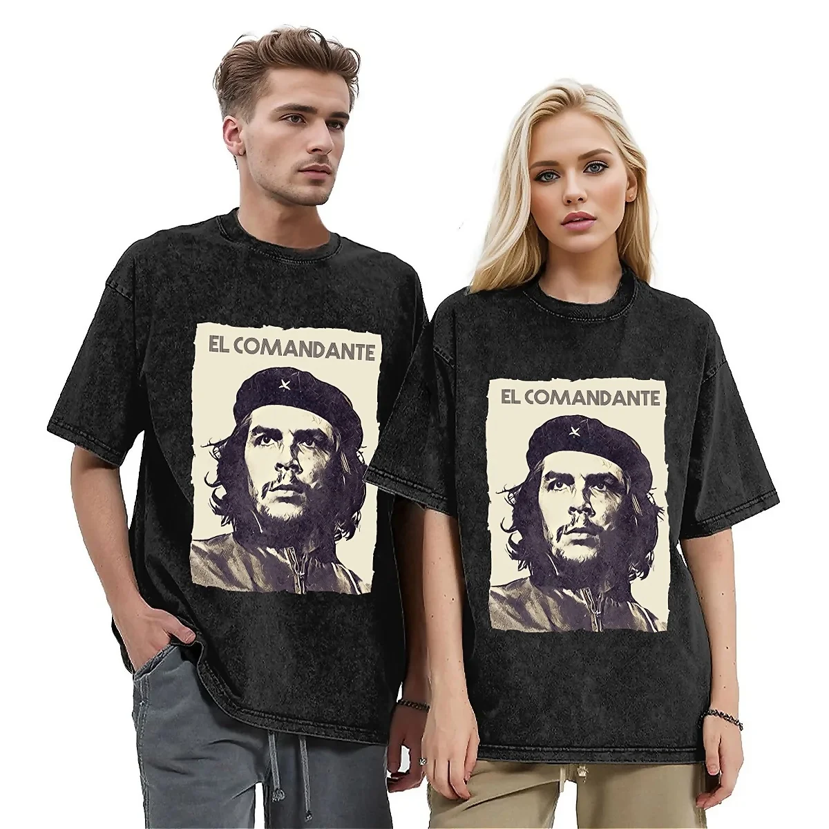 Men T Shirt Che Guevara Washed T Shirts Fashion El Comandante of Cuba Summer Tee Shirt Street Style Printed Casual Tops Gift