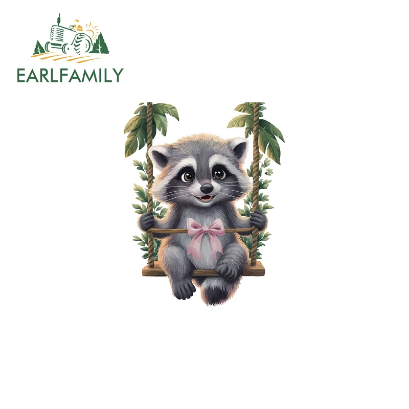 

Наклейки на автомобиль EARLFAMILY с качающимся енотом, забавные наклейки на зеркало заднего вида, солнцезащитные наклейки для внедорожников, аксессуары для декора