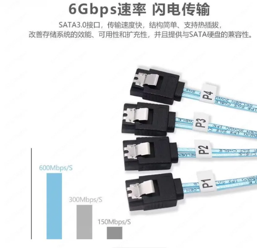 Server NAS Cable High Quality  SATA 3 6Gbps X 6  Speed Serial Port Data Line