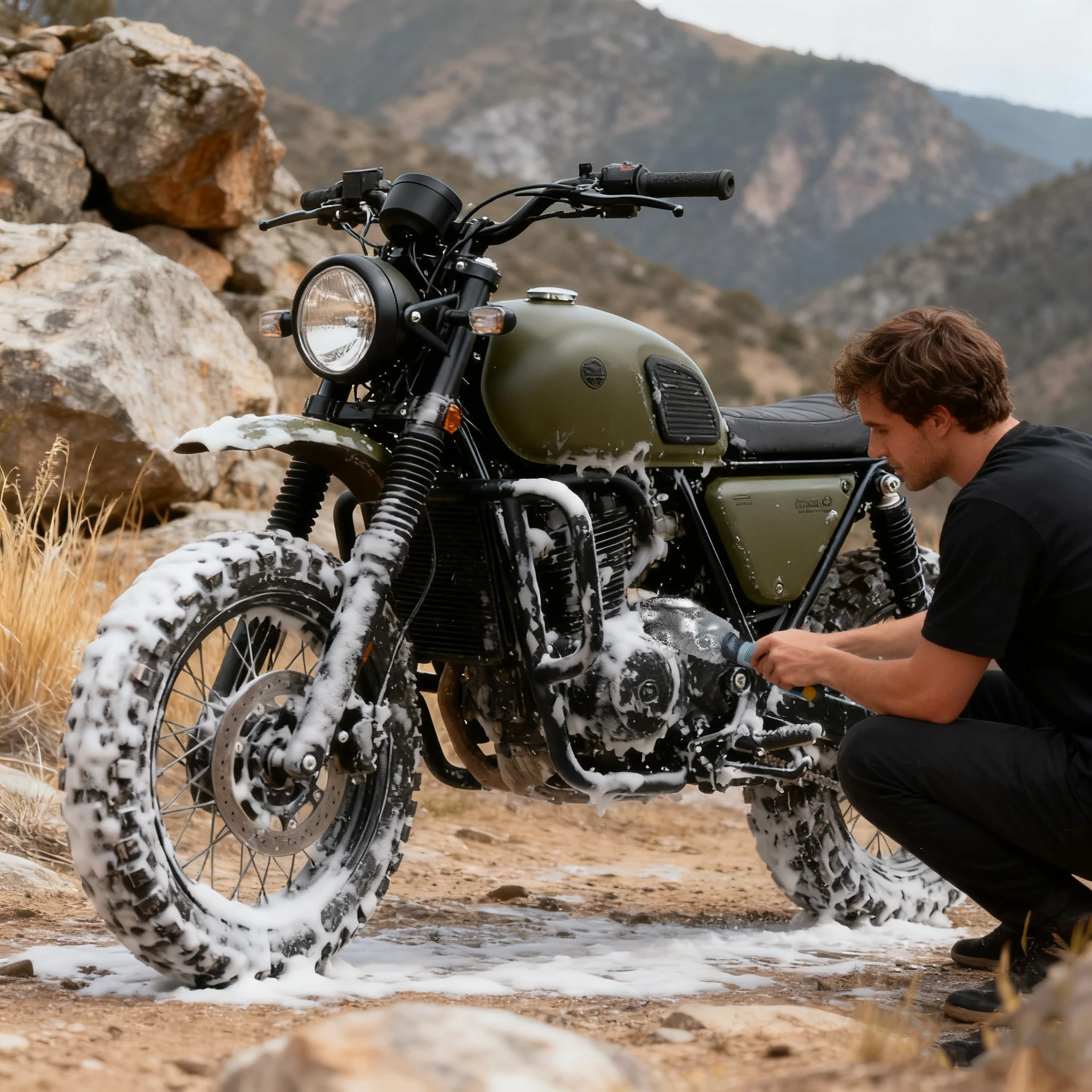 

Motorcycle, RV, and Car Wheel Cleaning Brush 360° Rotating Brush Head High-Density Nylon Bristles