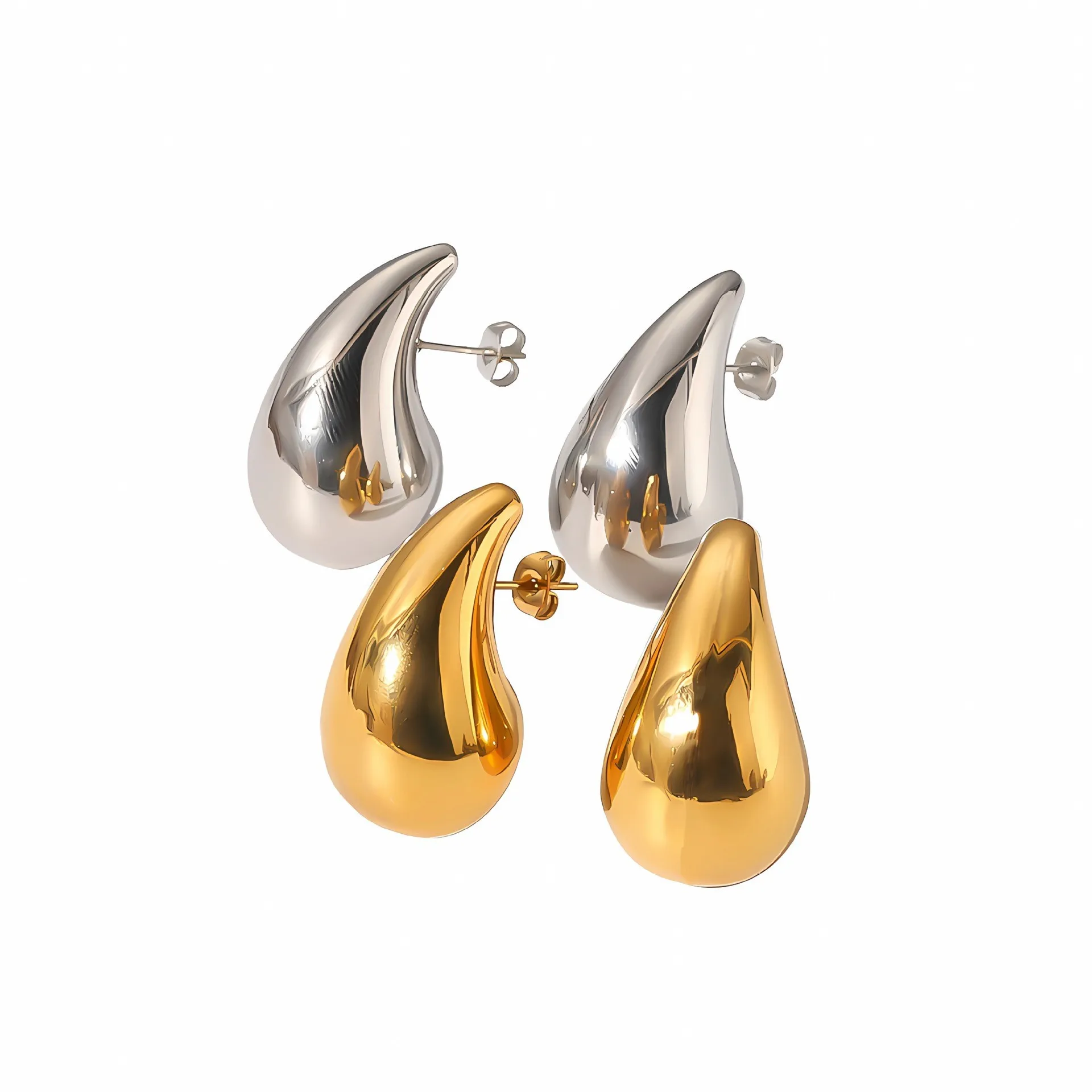 European and American hot-selling high-end chubby hollow water drop earrings stainless steel earrings 18k gold geometric earr... image 5
