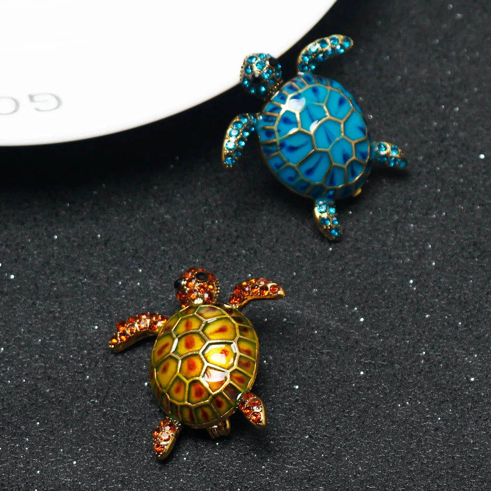Enamel Turtle Brooches For Women Luxury Designer Classic Unique Personality Animal Brooch Pins Jewelry Gift image 2
