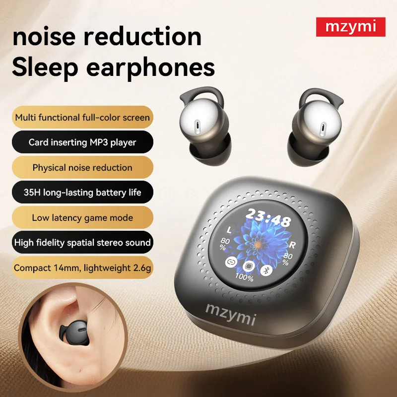 mzymi Noise Cancelling Earbuds Q26 Pro Bluetooth5.4 Earphones TWS Headphones Sport Headset Built-in Memory Card For XIAOMI