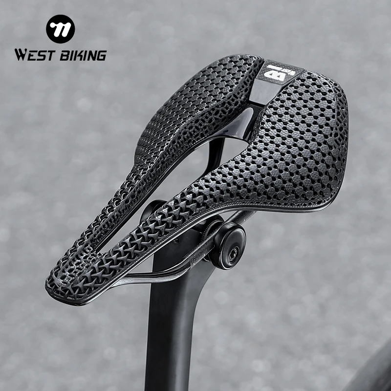 WEST BIKING 3D Printed Bike Saddle Ultralight T800 Carbon Fiber Prefessional Bike Saddle Short Nose Cushion Cycling Accessories