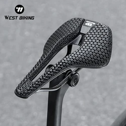 WEST BIKING 3D Printed Bike Saddle Ultralight T800 Carbon Fiber Prefessional Bike Saddle Short Nose Cushion Cycling Accessories