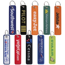 Airline Company Embroidery Key Tag For Motorcycles Cars Backpack Keychain Fashion Keyring Gifts for Men Women Accessoriess