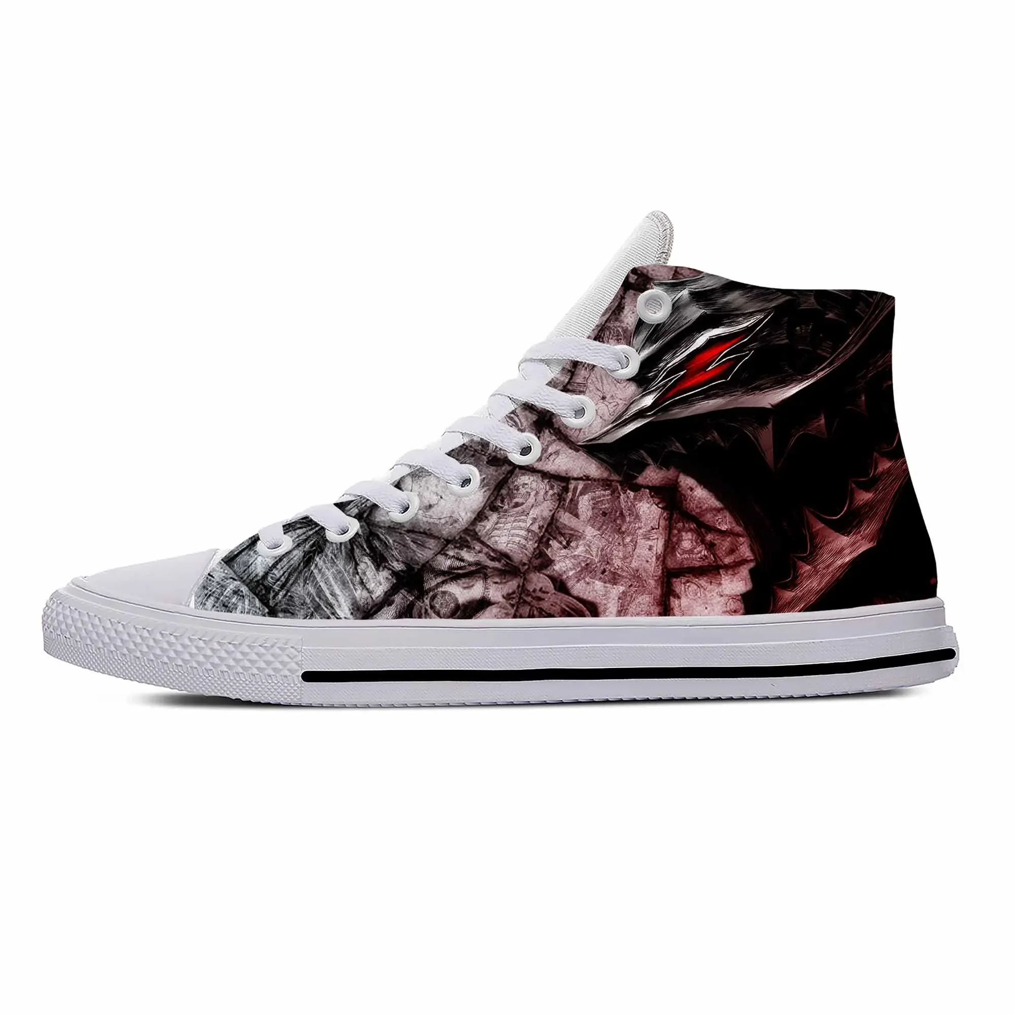 Anime Manga Cartoon Berserker Eingeweide schwarz Schwert kämpfer lässig Stoff Schuhe High Top leichte atmungsaktive 3D-Druck Männer Frauen Turnschuhe