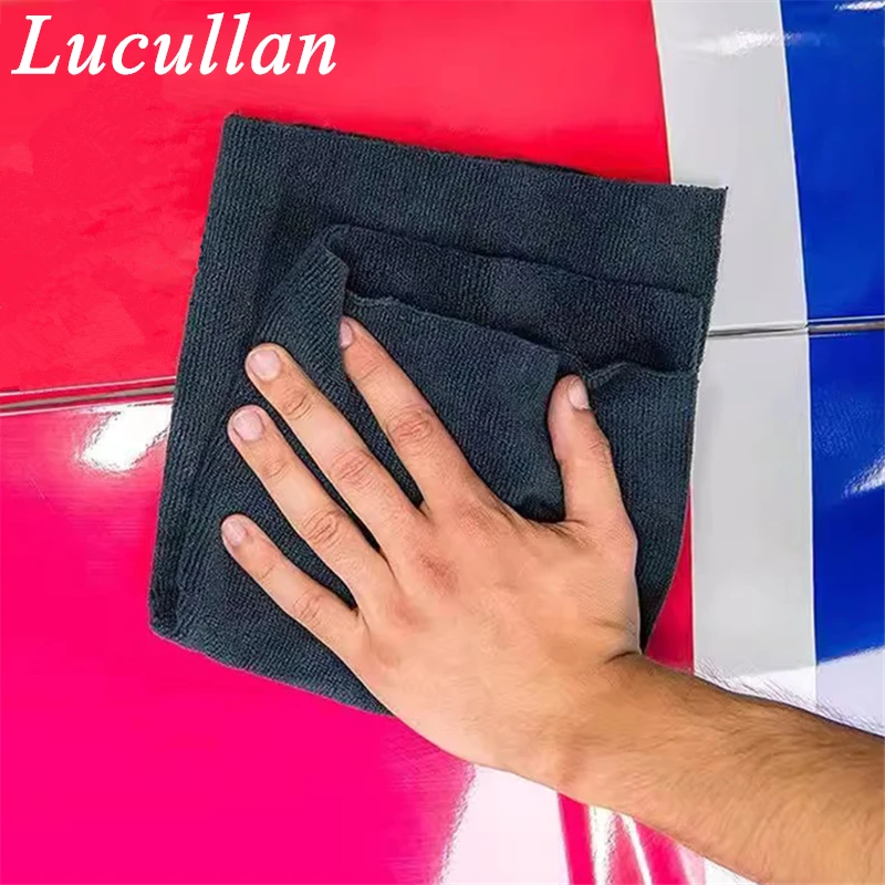 Lucullan Workhorse Black/Blue Professional Microfiber Towel Buff Paint Quickly Remove Detail Sprays, Wax, Salant &Glaze