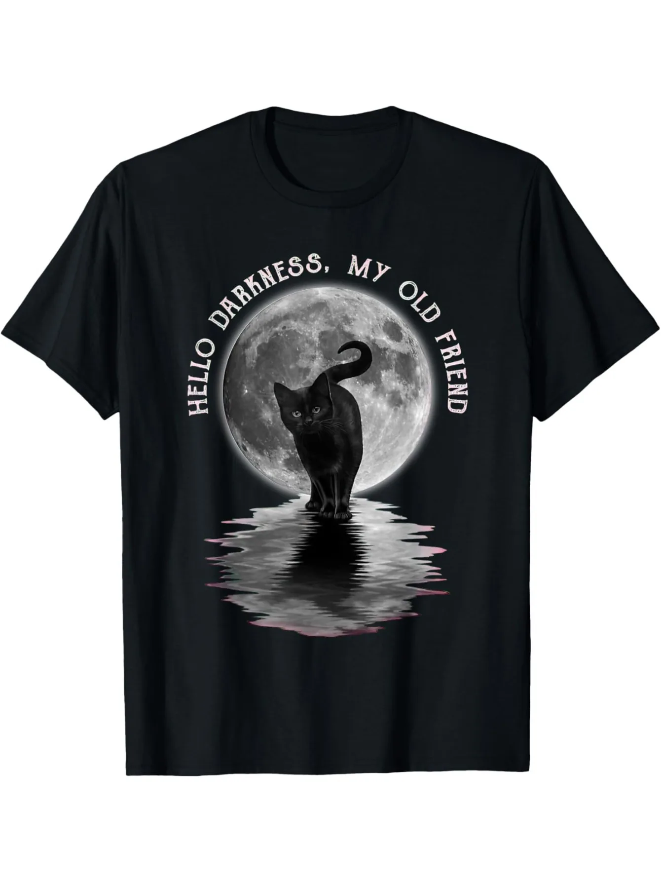

Black Cat Moon Halloween Hello Dark My Old Friend Men's T-Shirt