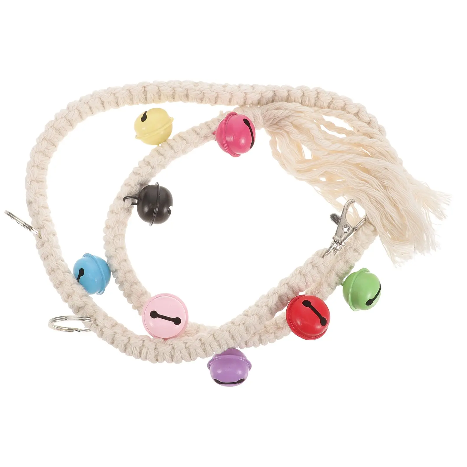 

Pet Doorbell Beige 80 85cm Smooth Comfortable Loud Clear Bell Portable Hanging Dog Accessory H crafted Cotton Rope Dog Training