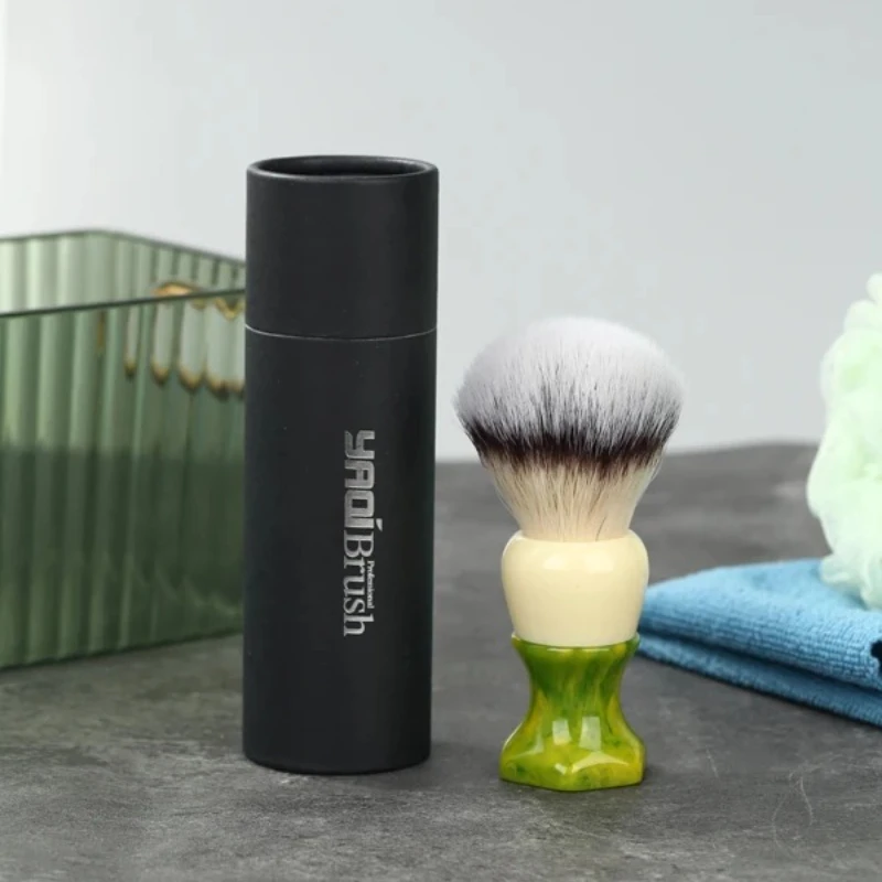YAQI Green Ever-hopeful Silver Cat's Whisker Synthetic Hair Mens Shaving Brush And High Quality Mens Face Cleaning Shaving Soap